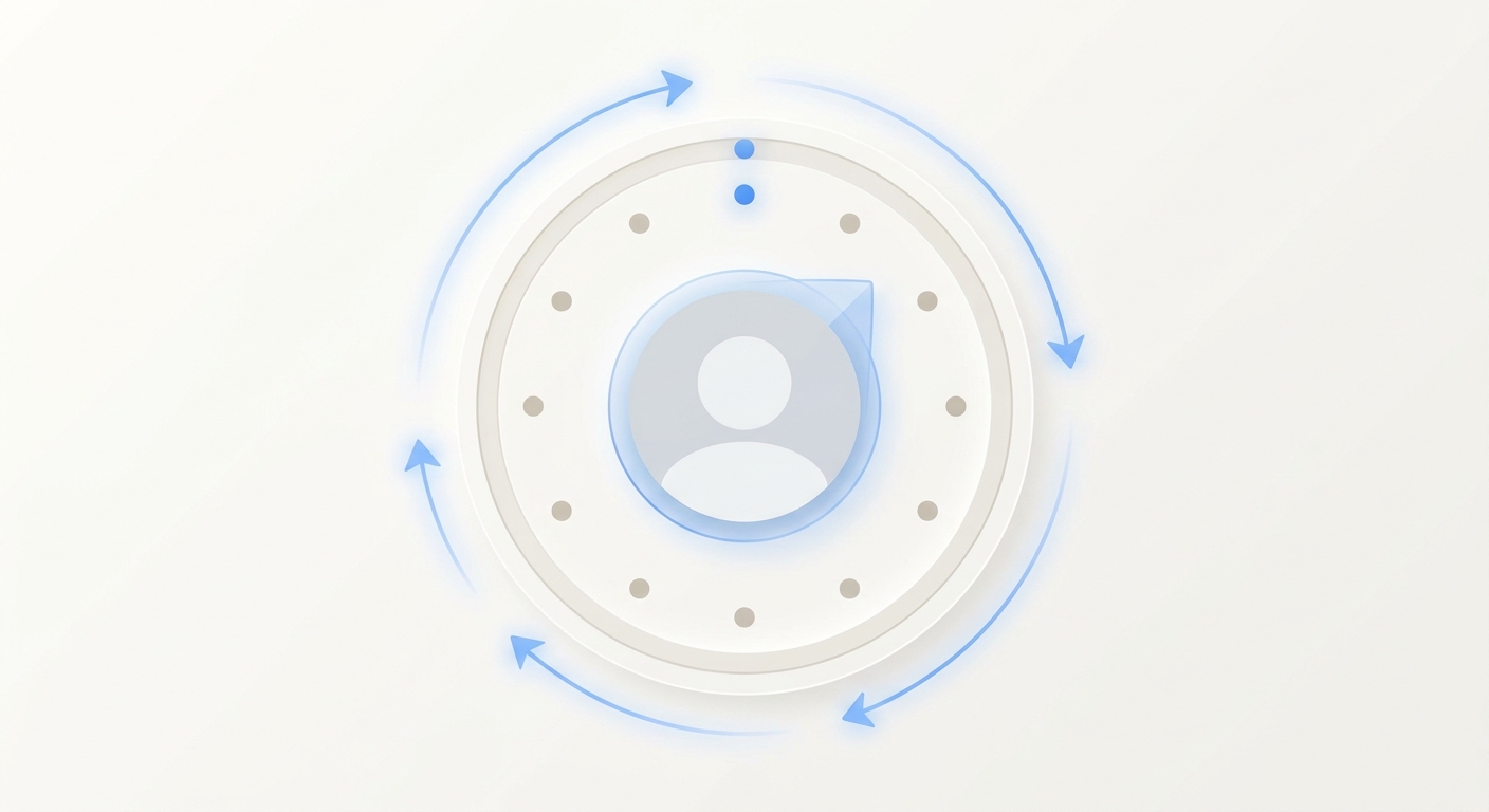 Avatar circulaire pivotant comme une aiguille d'horloge au fil de la semaine